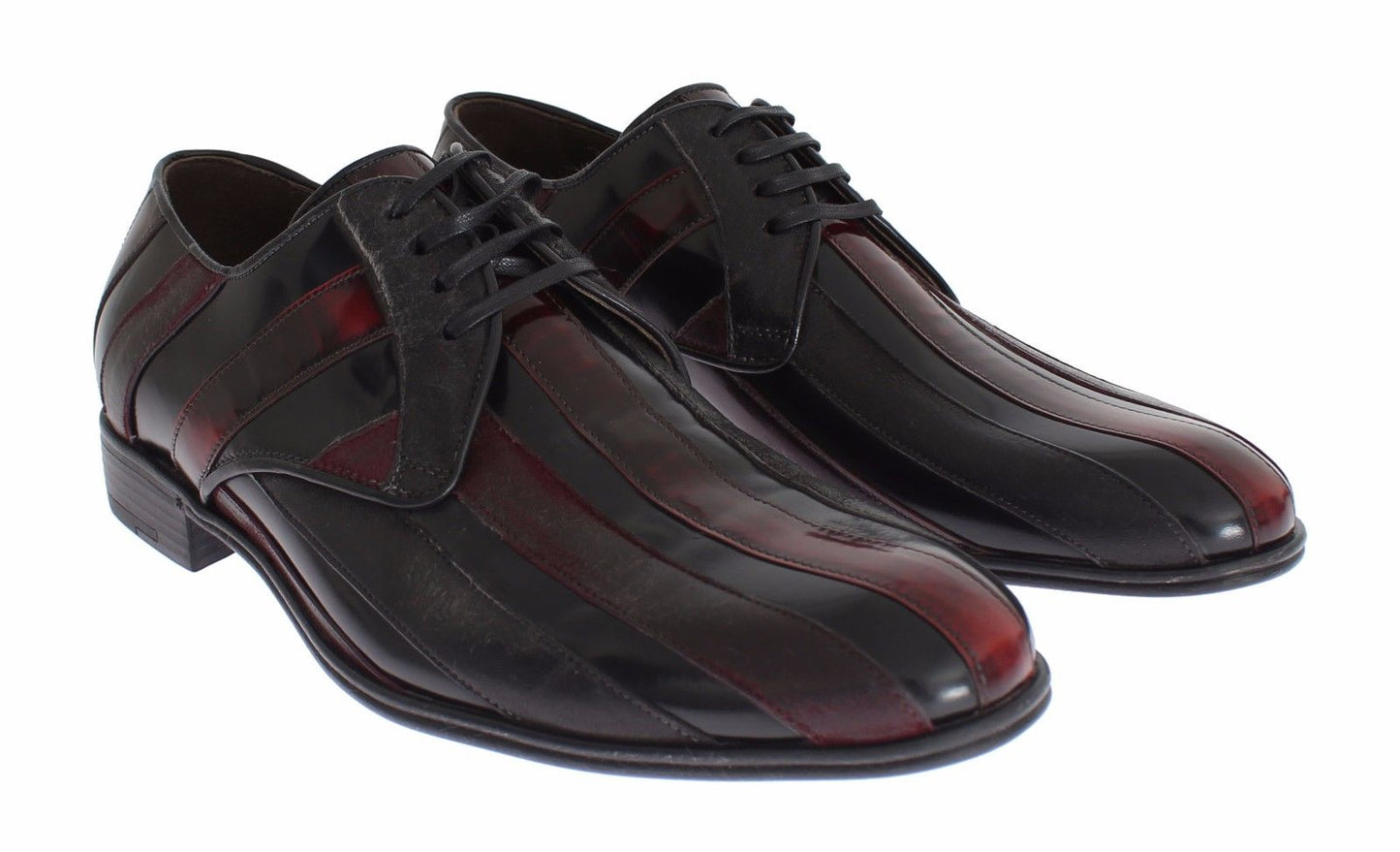 Dolce & Gabbana Elegante schwarz-bordeaux gestreifte Lederschuhe