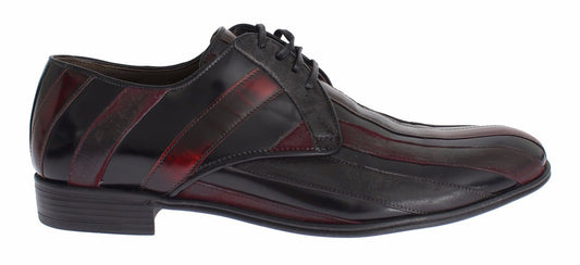 Dolce &amp; Gabbana Elegant black and burgundy striped leather shoes