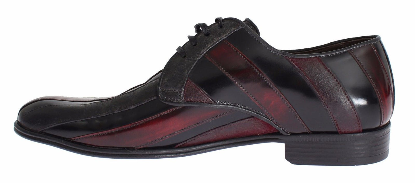 Dolce & Gabbana Elegante schwarz-bordeaux gestreifte Lederschuhe