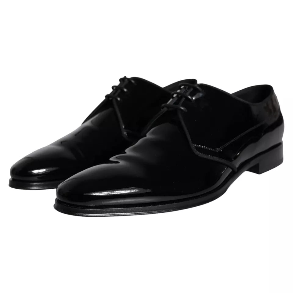 Dolce & Gabbana Schwarzes Kalbsleder Derby Herren Anzugschuhe