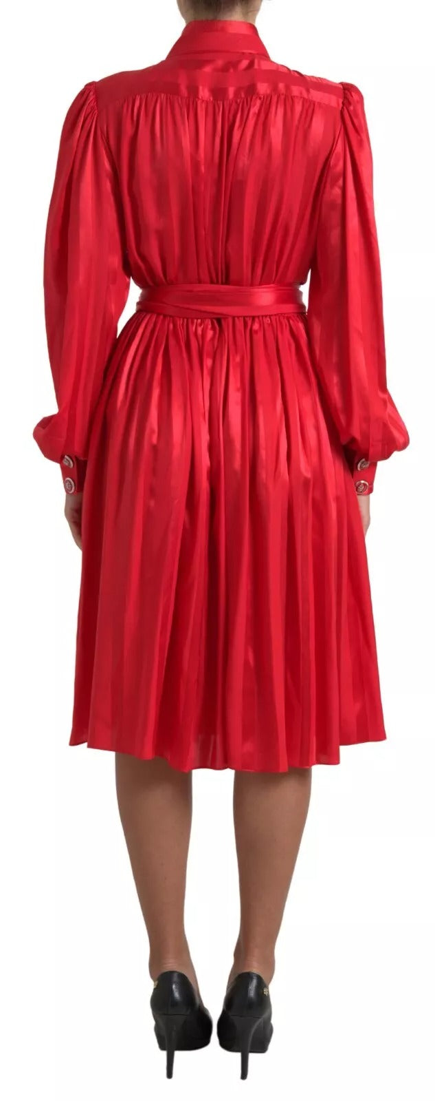 Dolce &amp; Gabbana Elegant red silk button-down midi dress