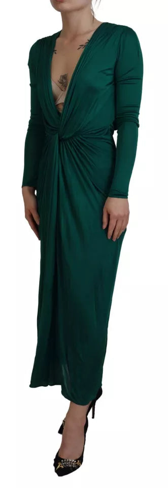 Dolce &amp; Gabbana Dark green long-sleeved viscose midi dress