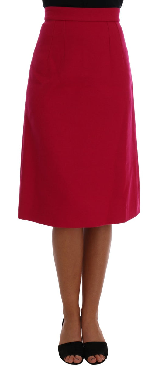 Dolce &amp; Gabbana Elegant knee-length skirt in pink wool in A-line