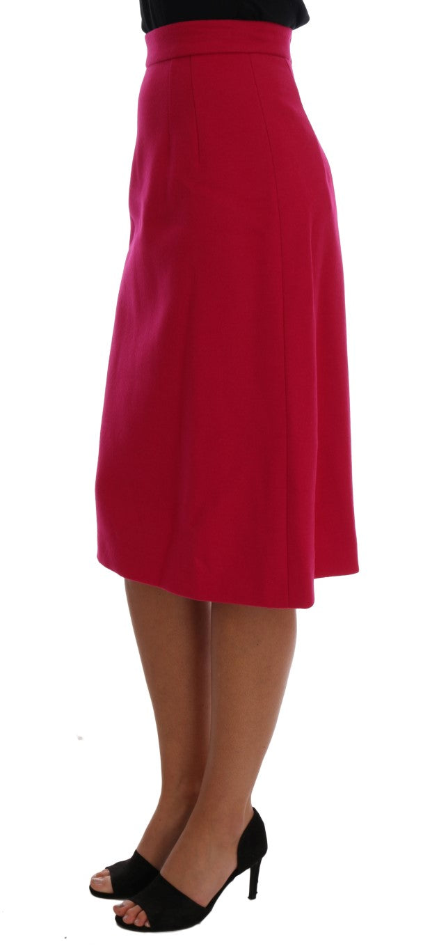 Dolce &amp; Gabbana Elegant knee-length skirt in pink wool in A-line