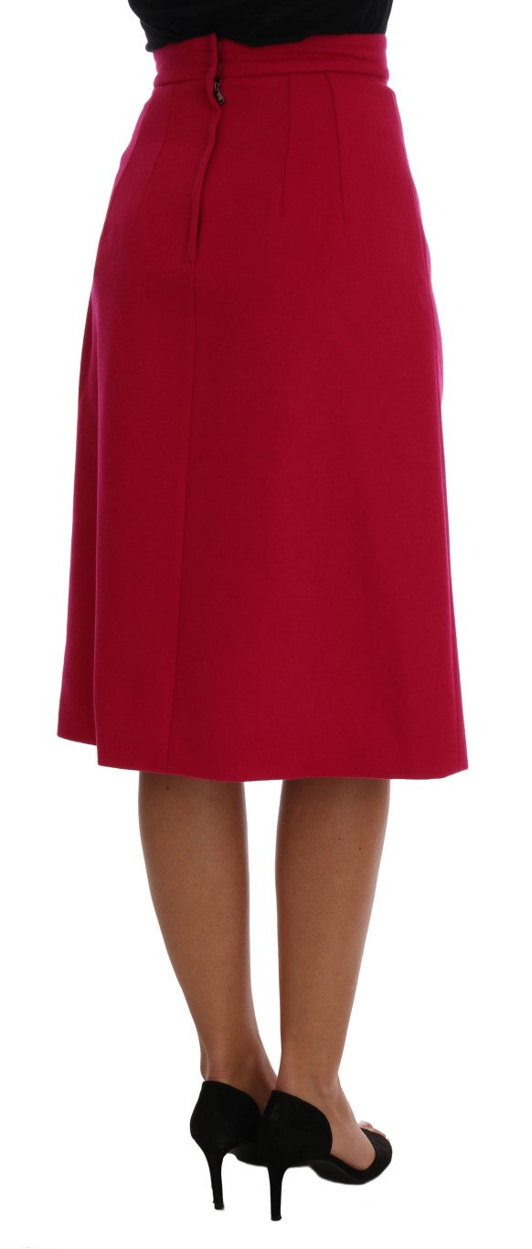 Dolce &amp; Gabbana Elegant knee-length skirt in pink wool in A-line