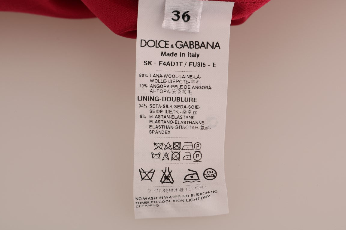 Dolce &amp; Gabbana Elegant knee-length skirt in pink wool in A-line