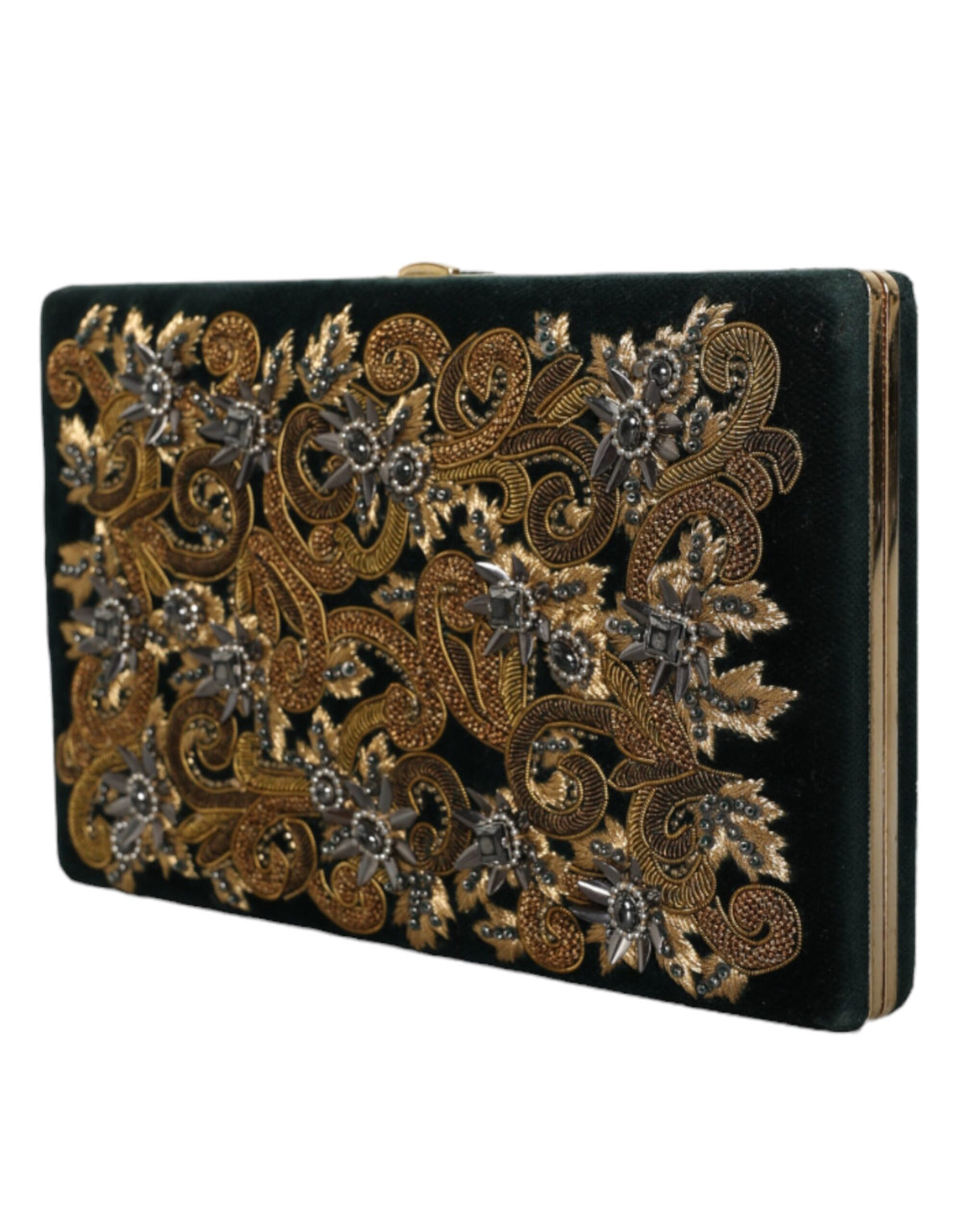 Dolce &amp; Gabbana Black Velvet Gold Frame Clutch Evening Party käsilaukku