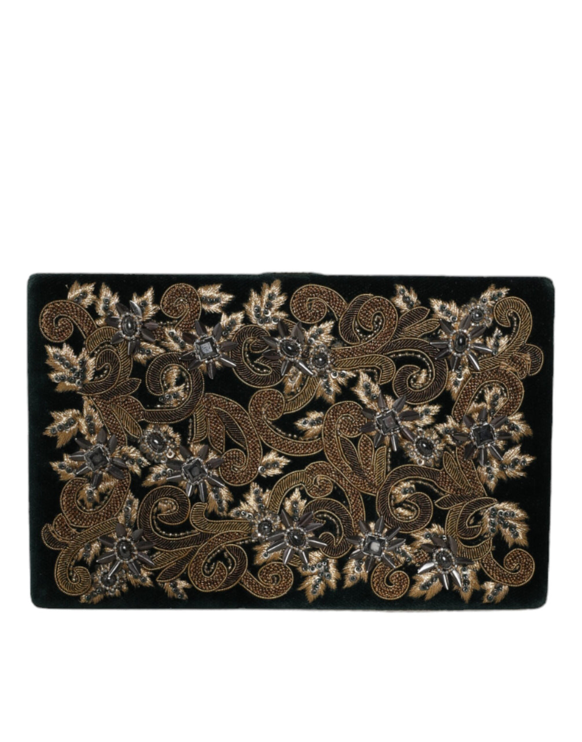 Dolce &amp; Gabbana Black Velvet Gold Frame Clutch Evening Party käsilaukku