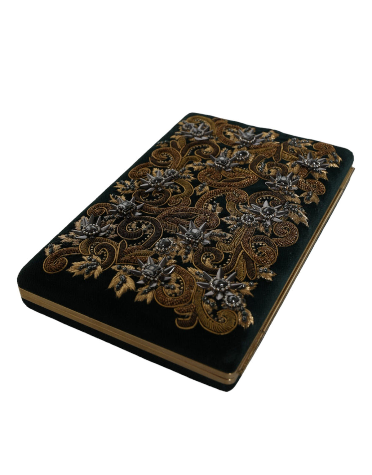Dolce &amp; Gabbana Black Velvet Gold Frame Clutch Evening Party käsilaukku