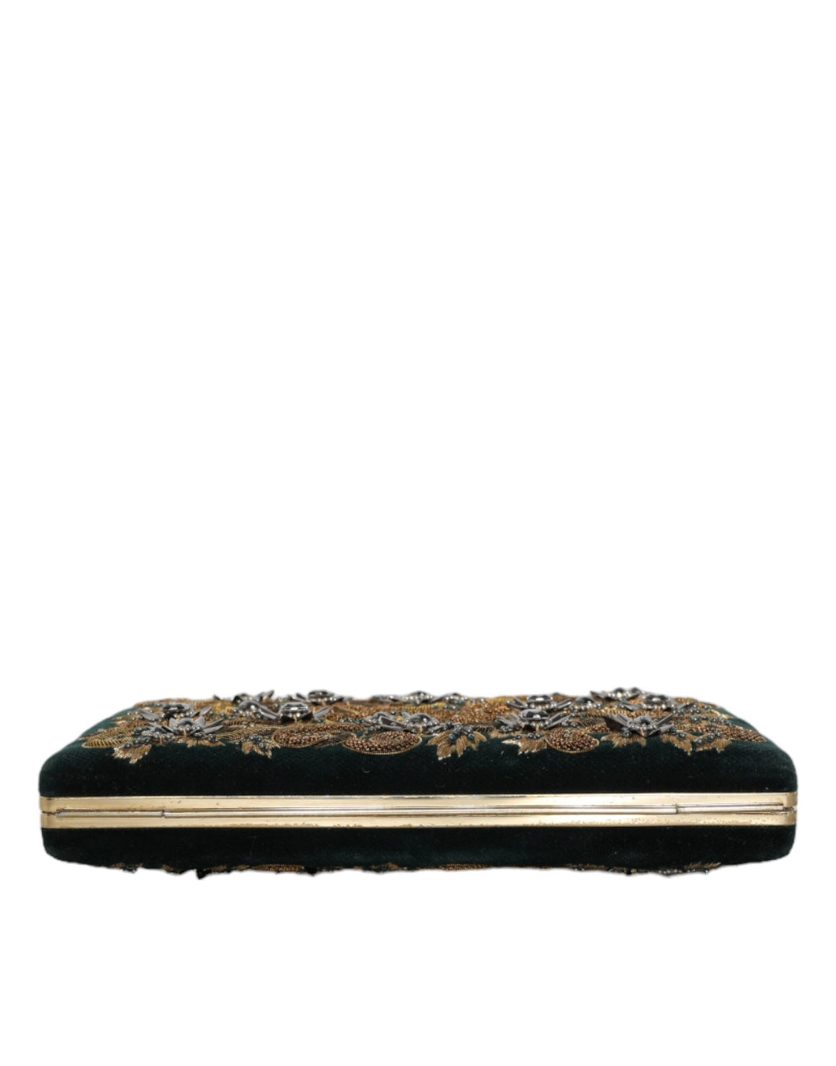 Dolce &amp; Gabbana Black Velvet Gold Frame Clutch Evening Party käsilaukku