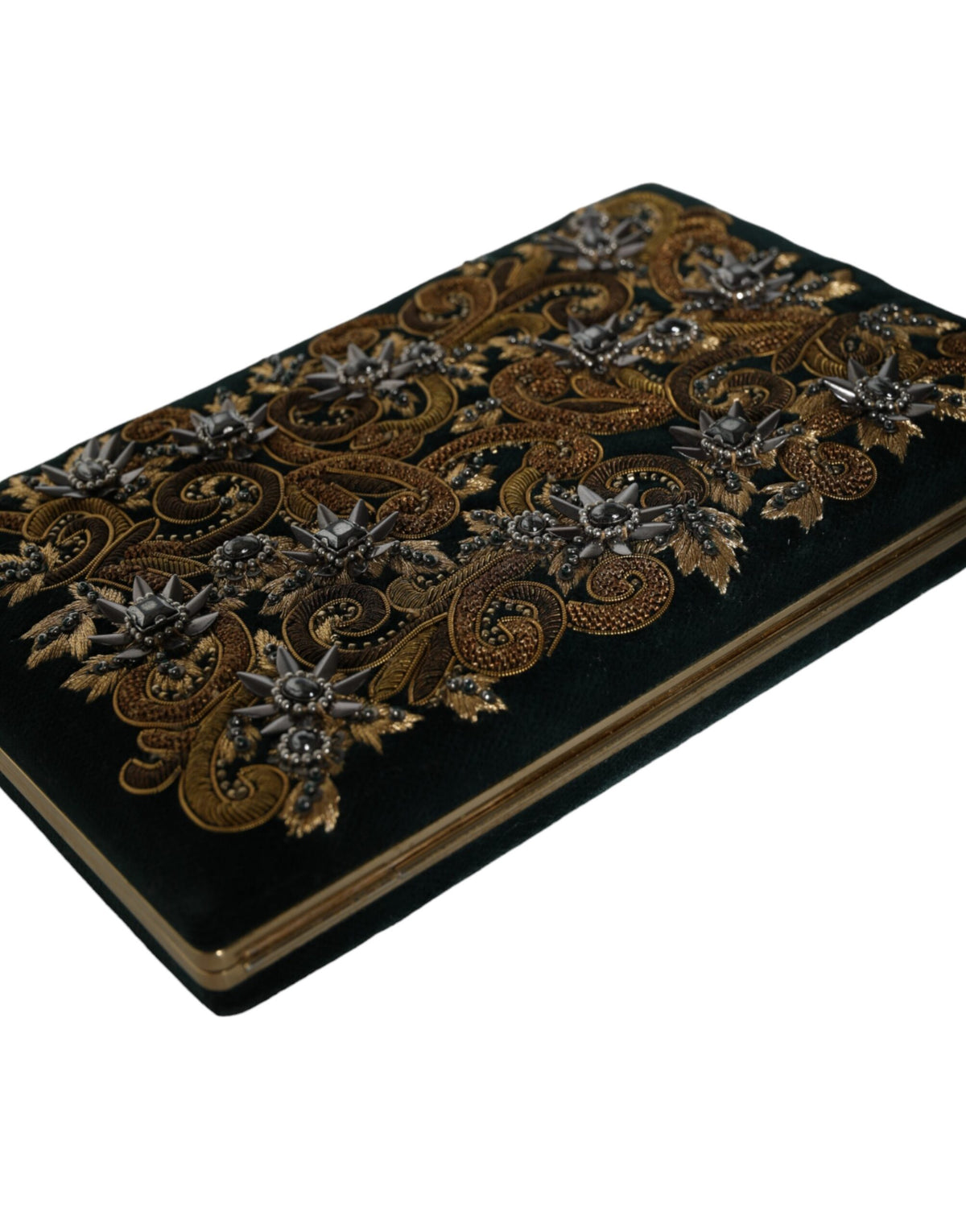 Dolce &amp; Gabbana Black Velvet Gold Frame Clutch Evening Party käsilaukku