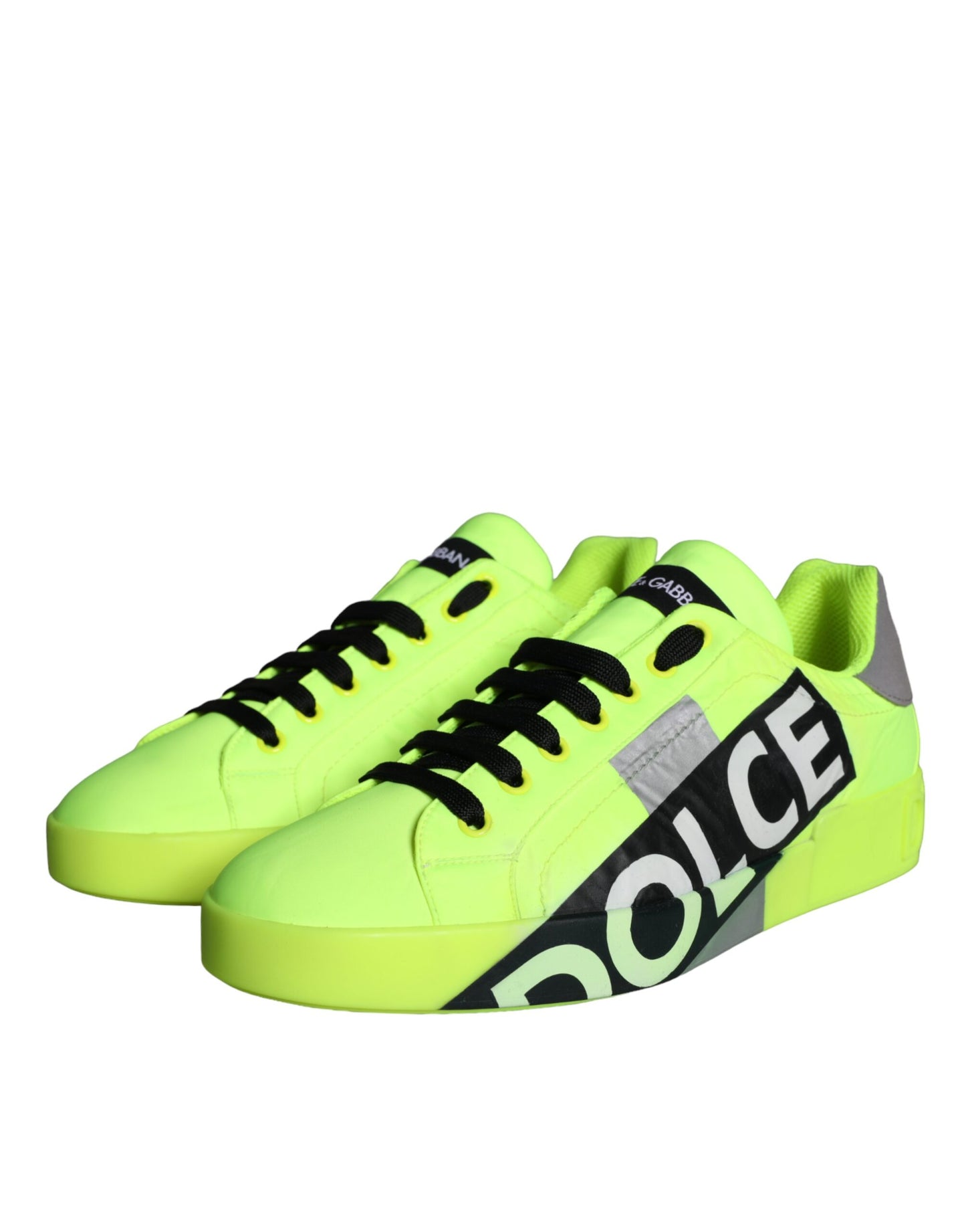 Dolce & Gabbana Neon Grün Logo Tape Low Top Sneakers Schuhe