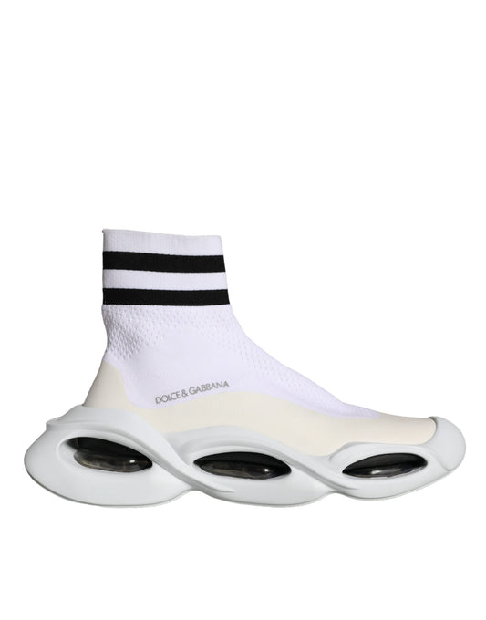 Dolce &amp; Gabbana White Black Slip On Wave Socks Tennarit Kengät