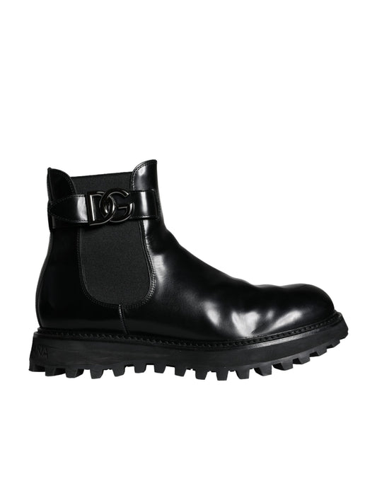 Dolce &amp; Gabbana Black Belt DG Logo Miesten Chelsea Boots -kengät