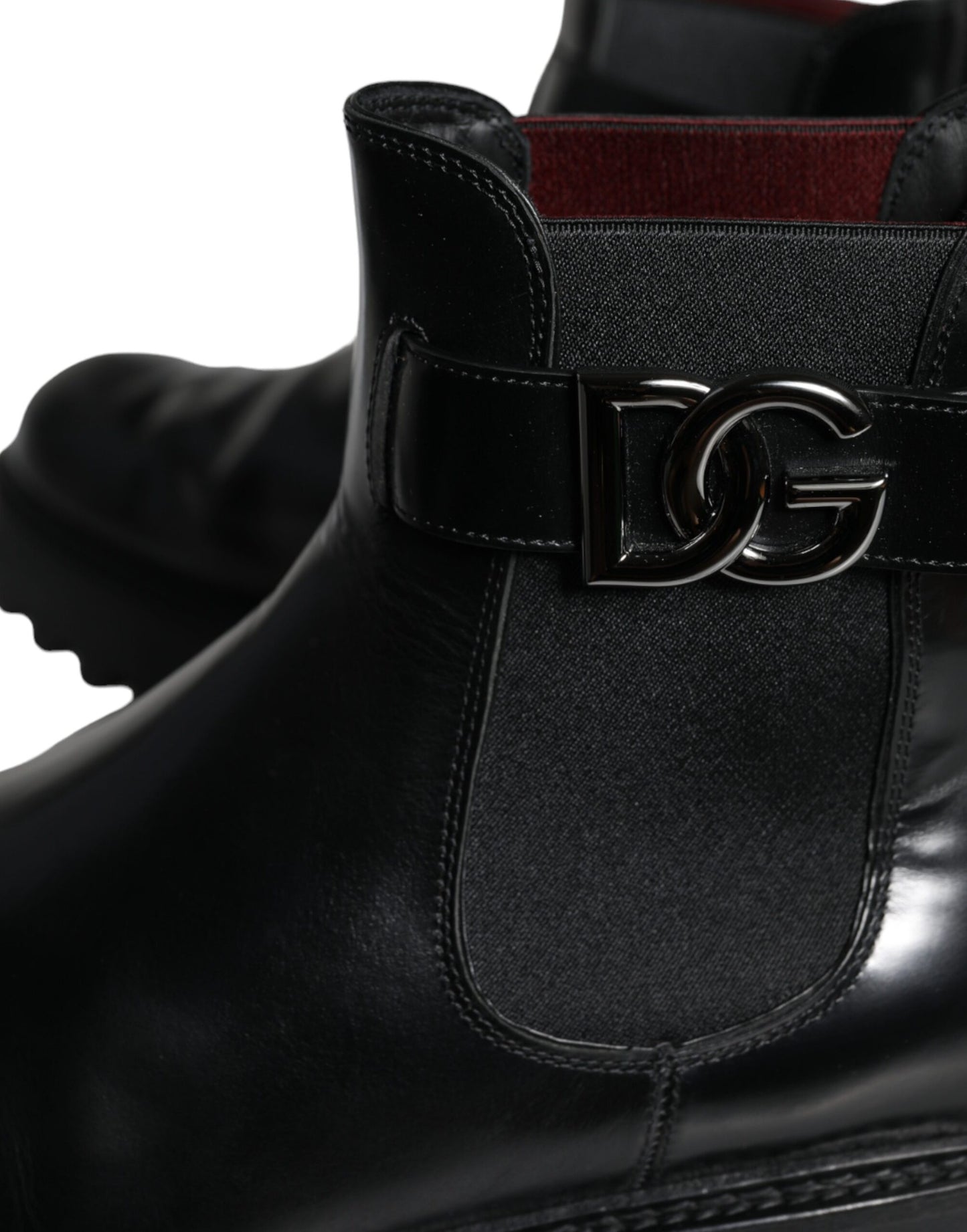 Dolce & Gabbana Schwarzer Gürtel DG Logo Herren Chelsea Boots Schuhe