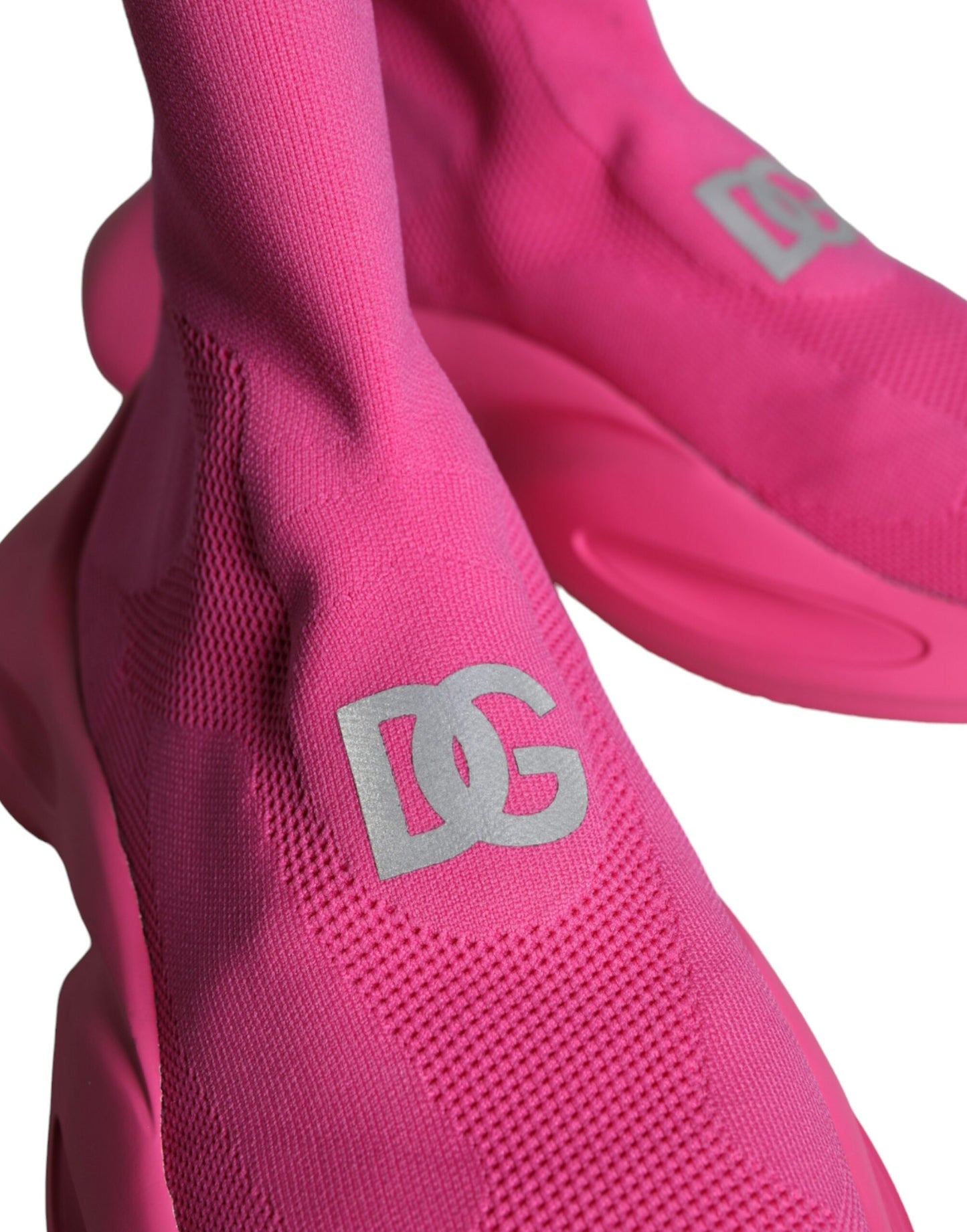 Dolce &amp; Gabbana Pink Logo Print Slip On Socks Sneakers Shoes