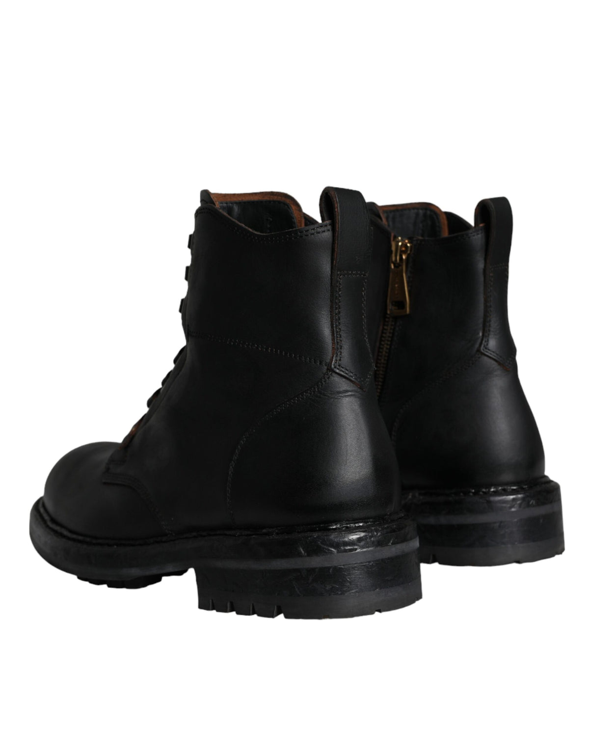 Dolce &amp; Gabbana Black Lace Up Mid Calf Boots Miesten kengät