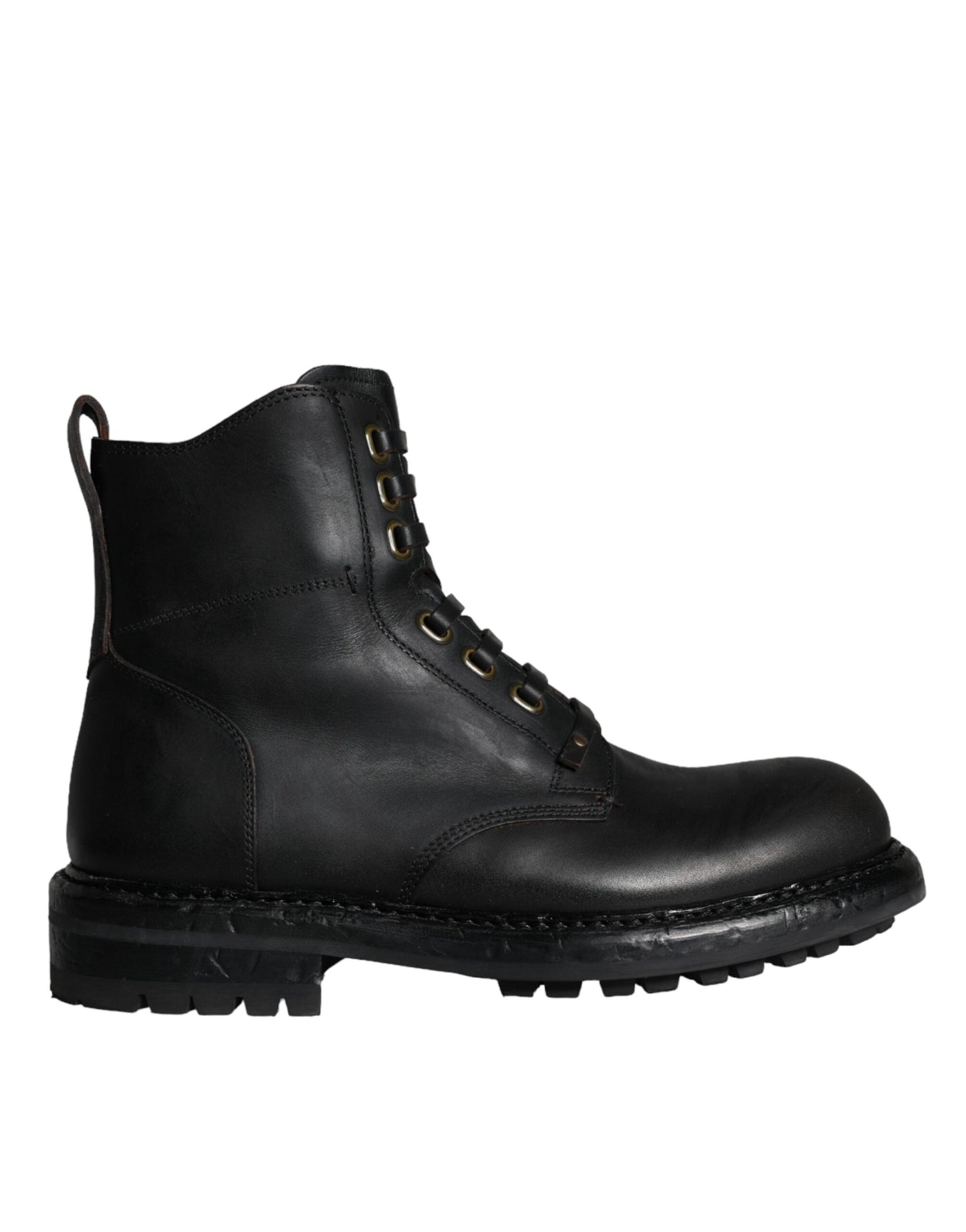 Dolce & Gabbana Schwarze Schnürstiefel Mid Calf Stiefel Männer Schuhe