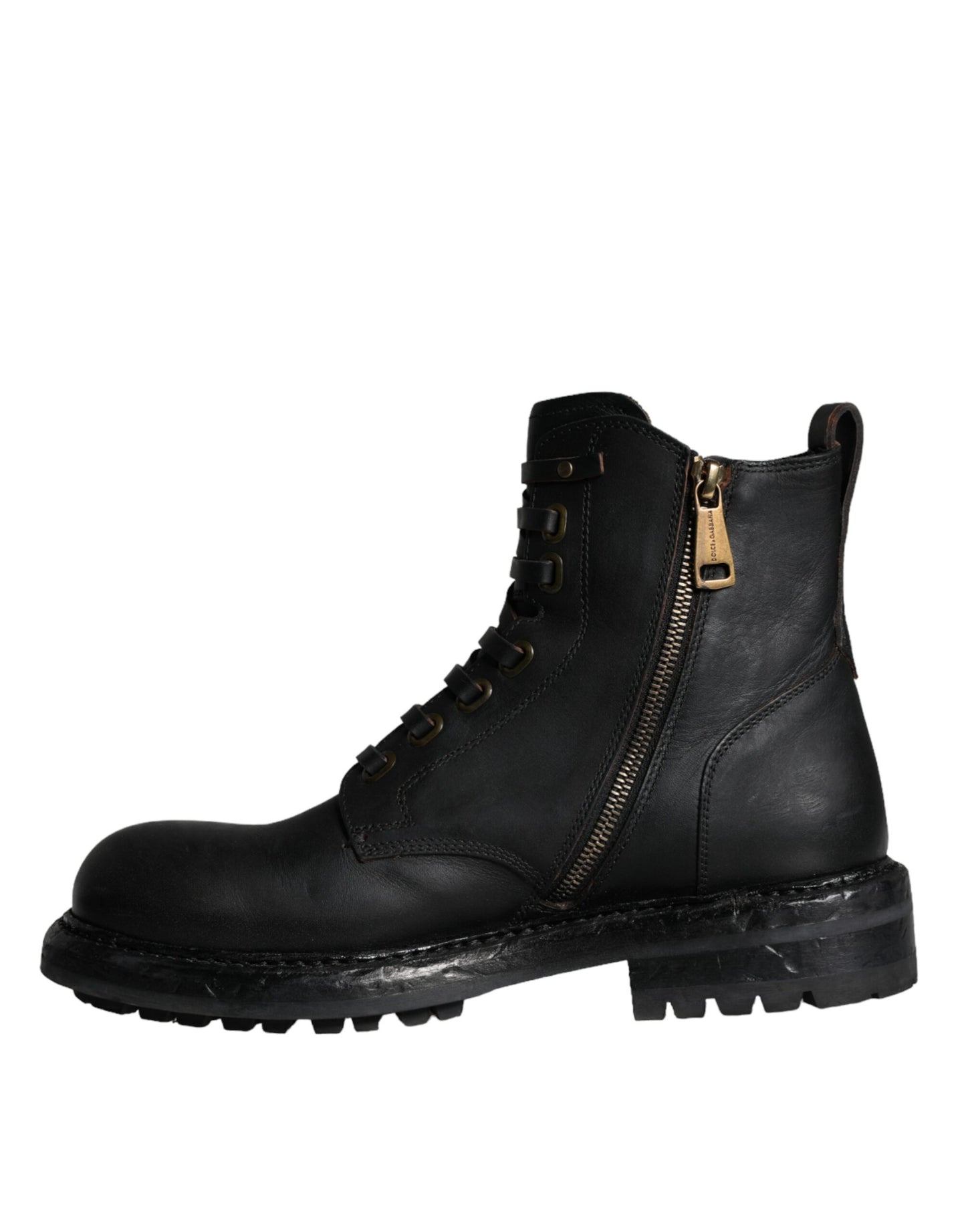 Dolce & Gabbana Schwarze Schnürstiefel Mid Calf Stiefel Männer Schuhe