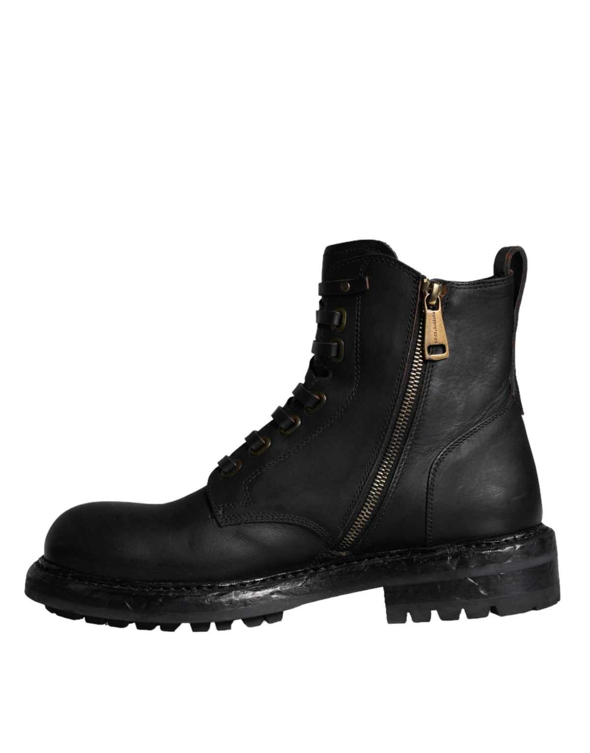 Dolce &amp; Gabbana Black Lace Up Mid Calf Boots Miesten kengät