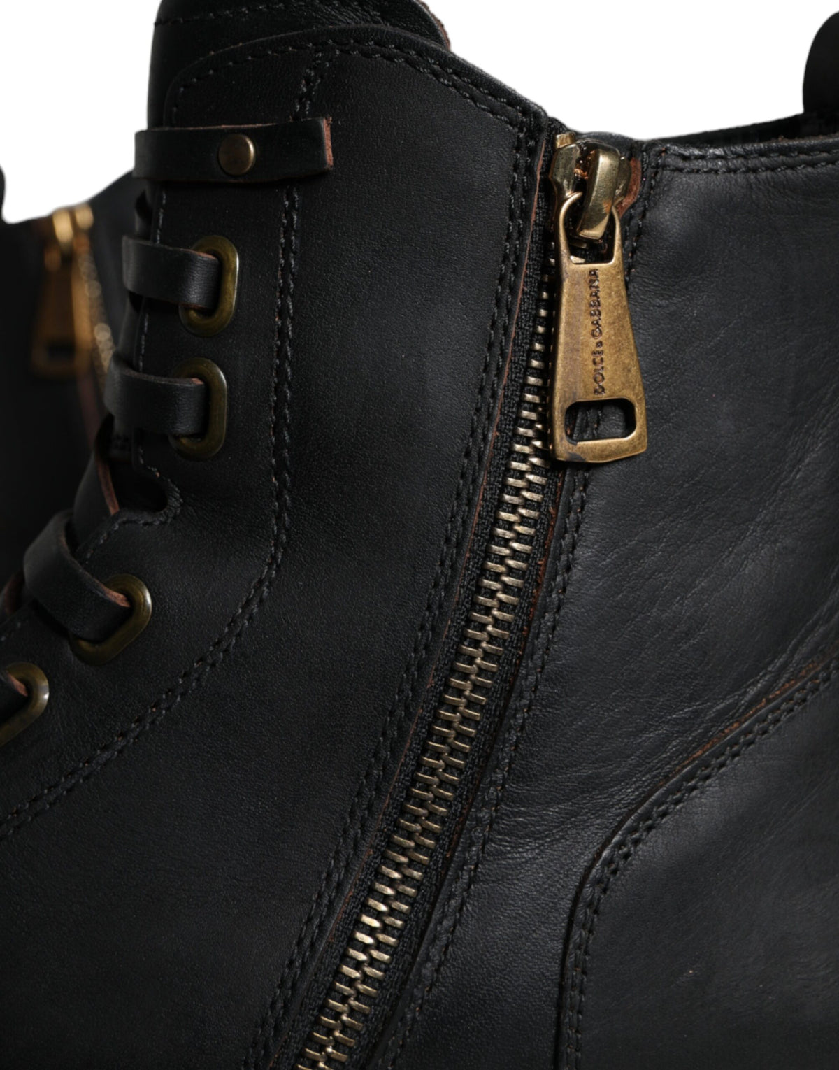 Dolce &amp; Gabbana Black Lace Up Mid Calf Boots Miesten kengät