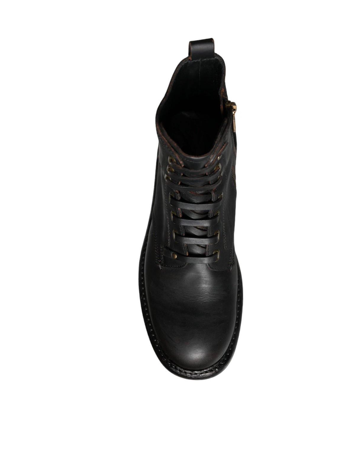 Dolce &amp; Gabbana Black Lace Up Mid Calf Boots Miesten kengät