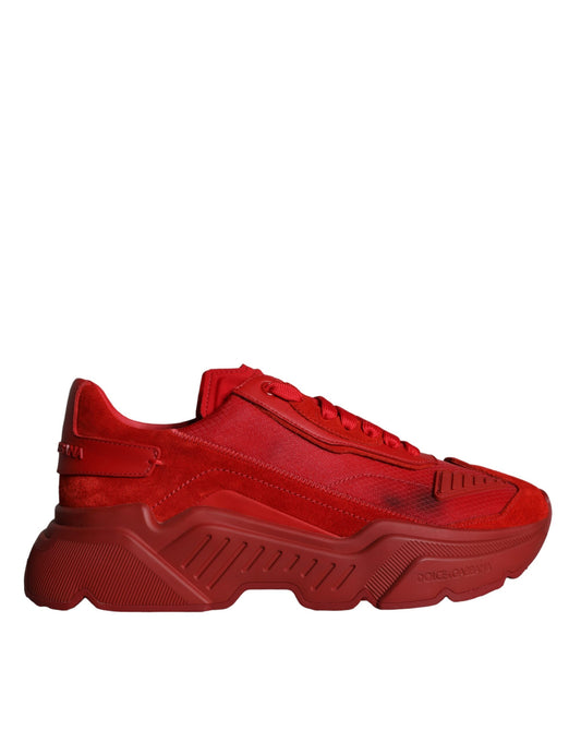 Dolce &amp; Gabbana Red Leather Daymaster Low Top Sneakers Shoes