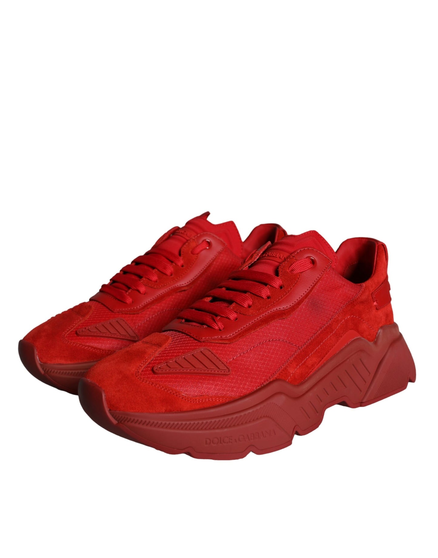 Dolce &amp; Gabbana Red Leather Daymaster Low Top Sneakers Shoes