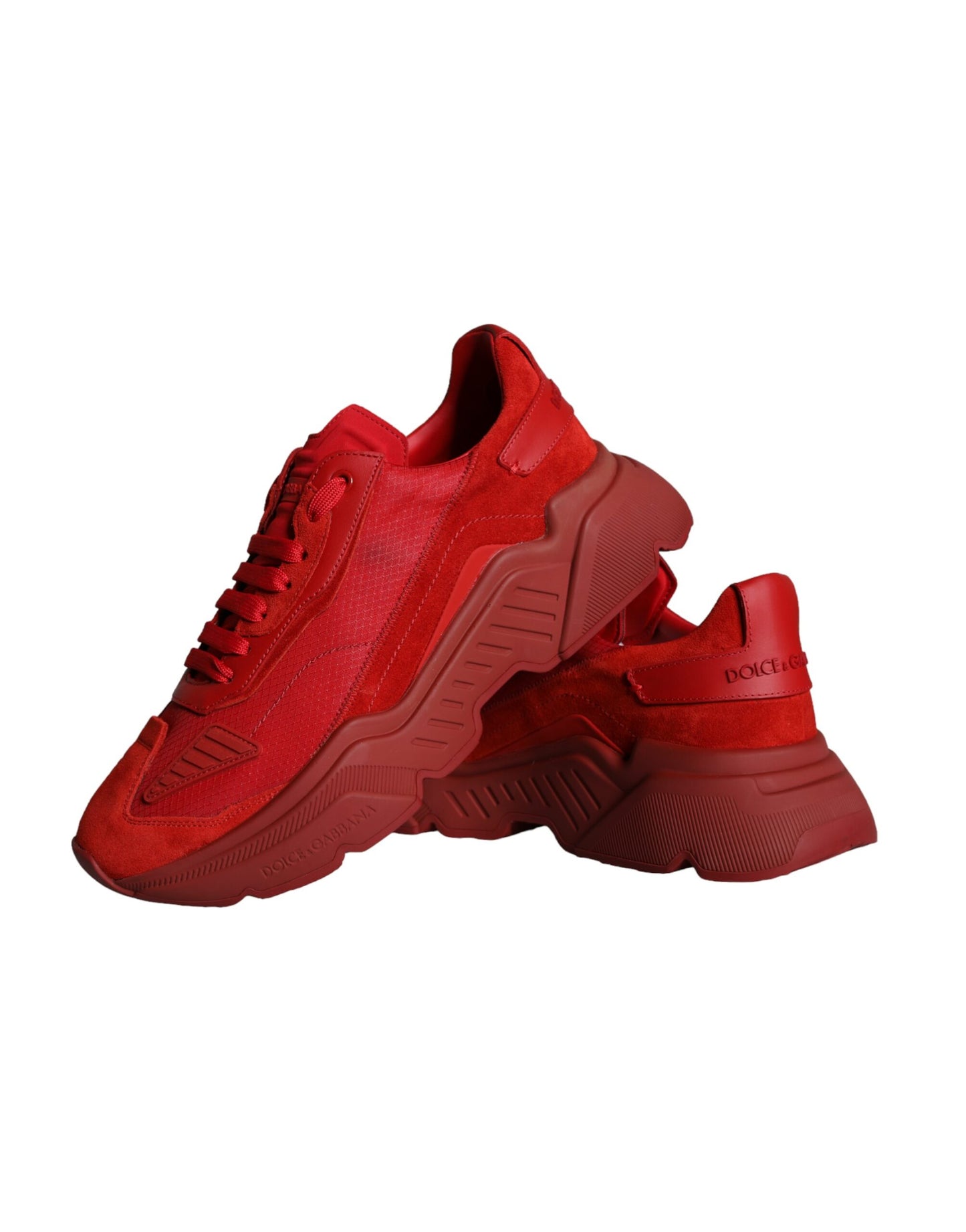 Dolce &amp; Gabbana Red Leather Daymaster Low Top Sneakers Shoes