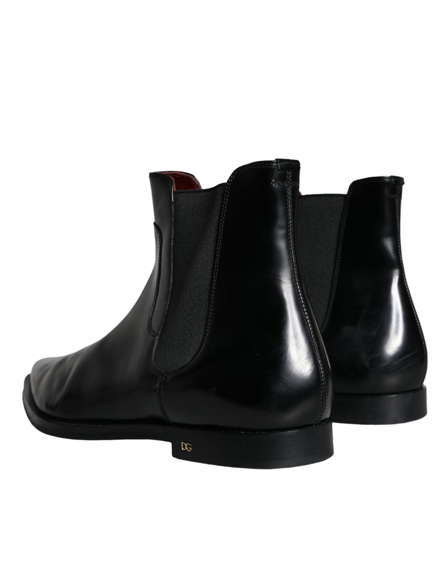 Dolce & Gabbana Schwarze Leder Chelsea-Stiefel Schuhe