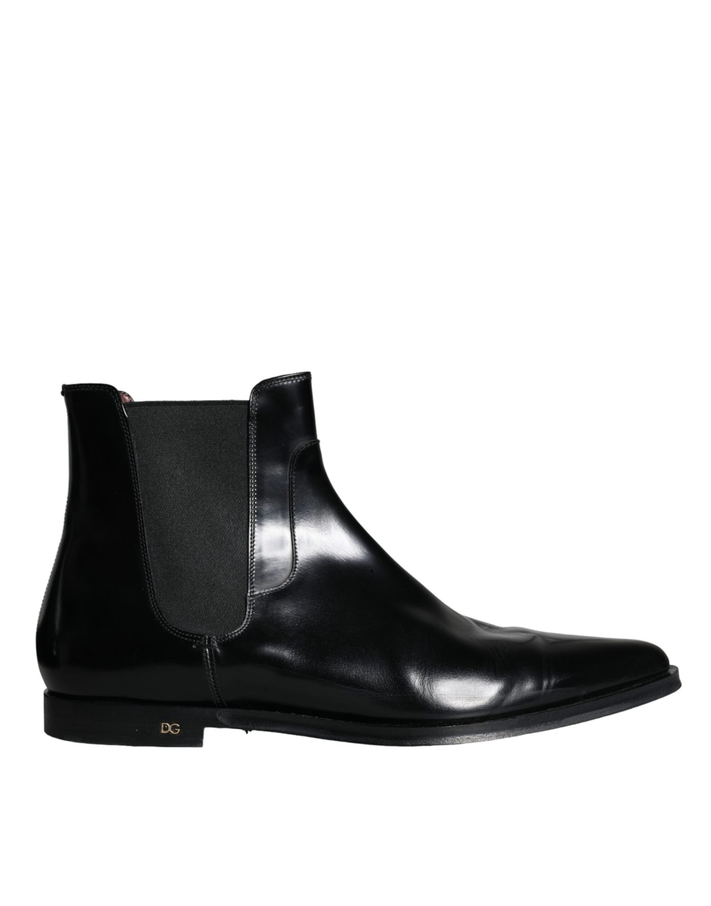 Dolce & Gabbana Schwarze Leder Chelsea-Stiefel Schuhe