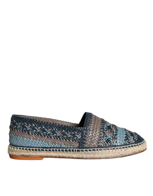 Dolce & Gabbana Blaugraue gewebte Leder Espadrille-Schuhe von Buffalo