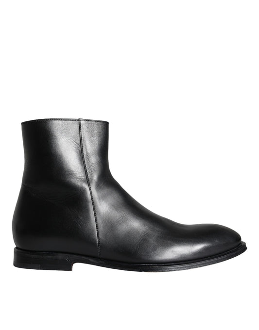 Dolce &amp; Gabbana Black Calfskin Miesten saappaat Miesten kengät