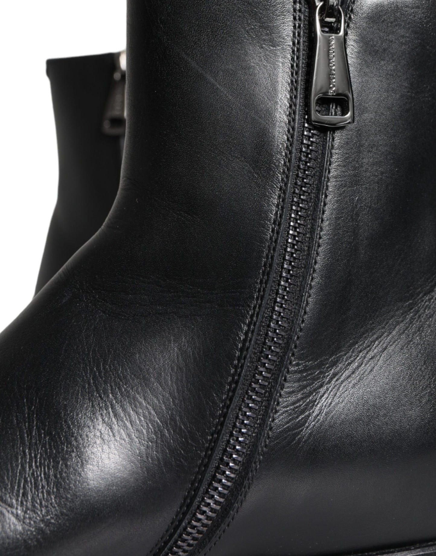 Dolce & Gabbana Schwarzes Kalbsleder Herrenstiefel Herrenschuhe