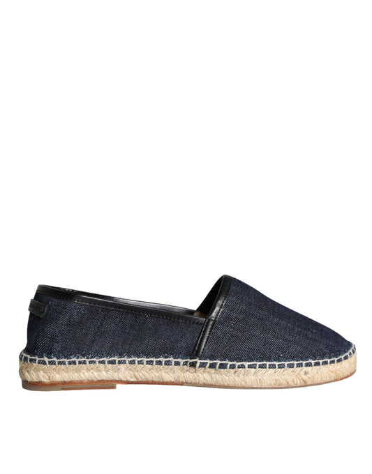 Dolce &amp; Gabbana Blue Denim Cotton Leather Espadrilles -kengät