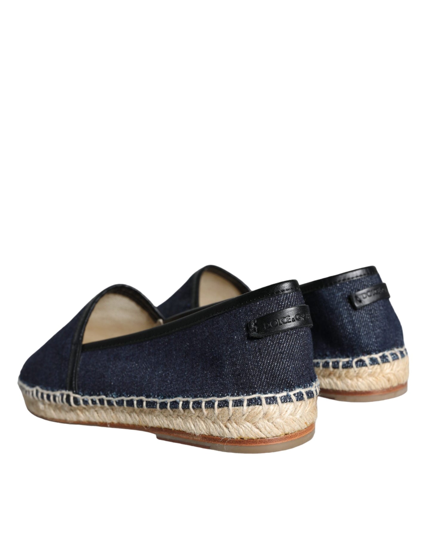 Dolce & Gabbana Blaue Denim Baumwolle Leder Espadrilles Schuhe