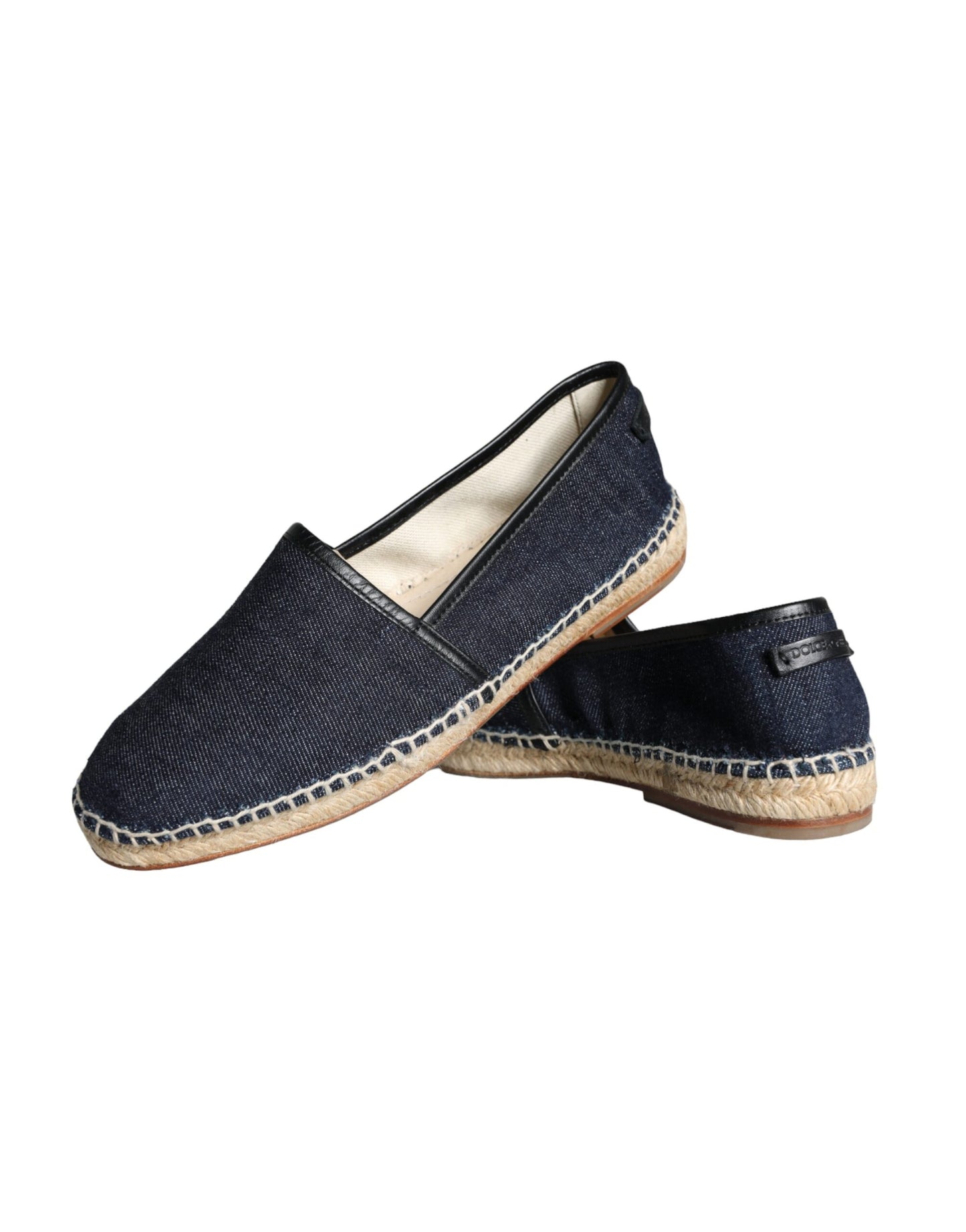 Dolce & Gabbana Blaue Denim Baumwolle Leder Espadrilles Schuhe