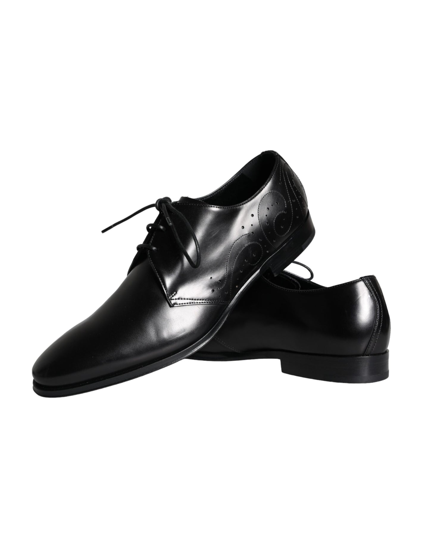 Dolce & Gabbana Schwarzes Kalbsleder Derby Herren Anzugschuhe