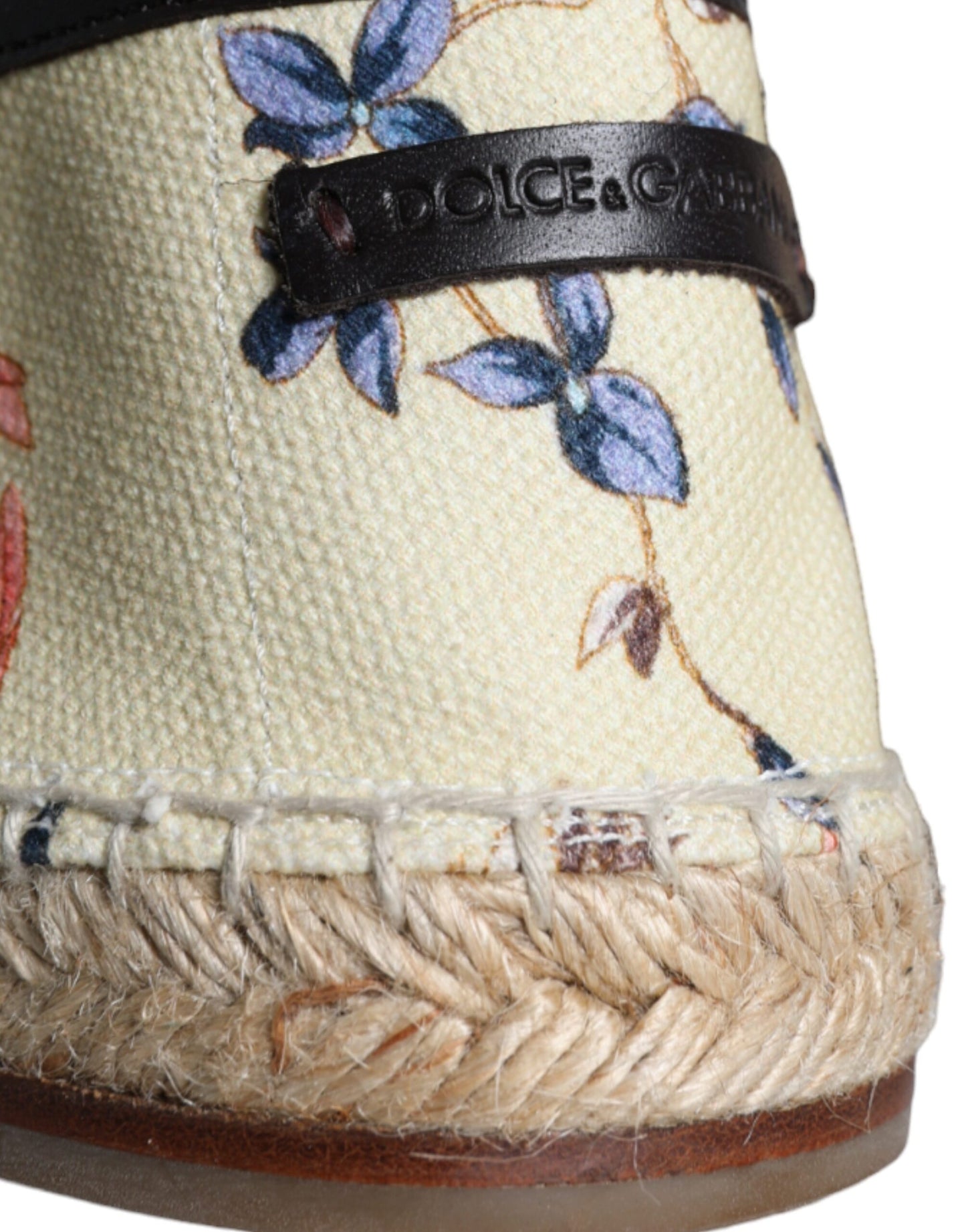 Dolce & Gabbana Beige Floral Canvas Espadrilles Slip On Schuhe