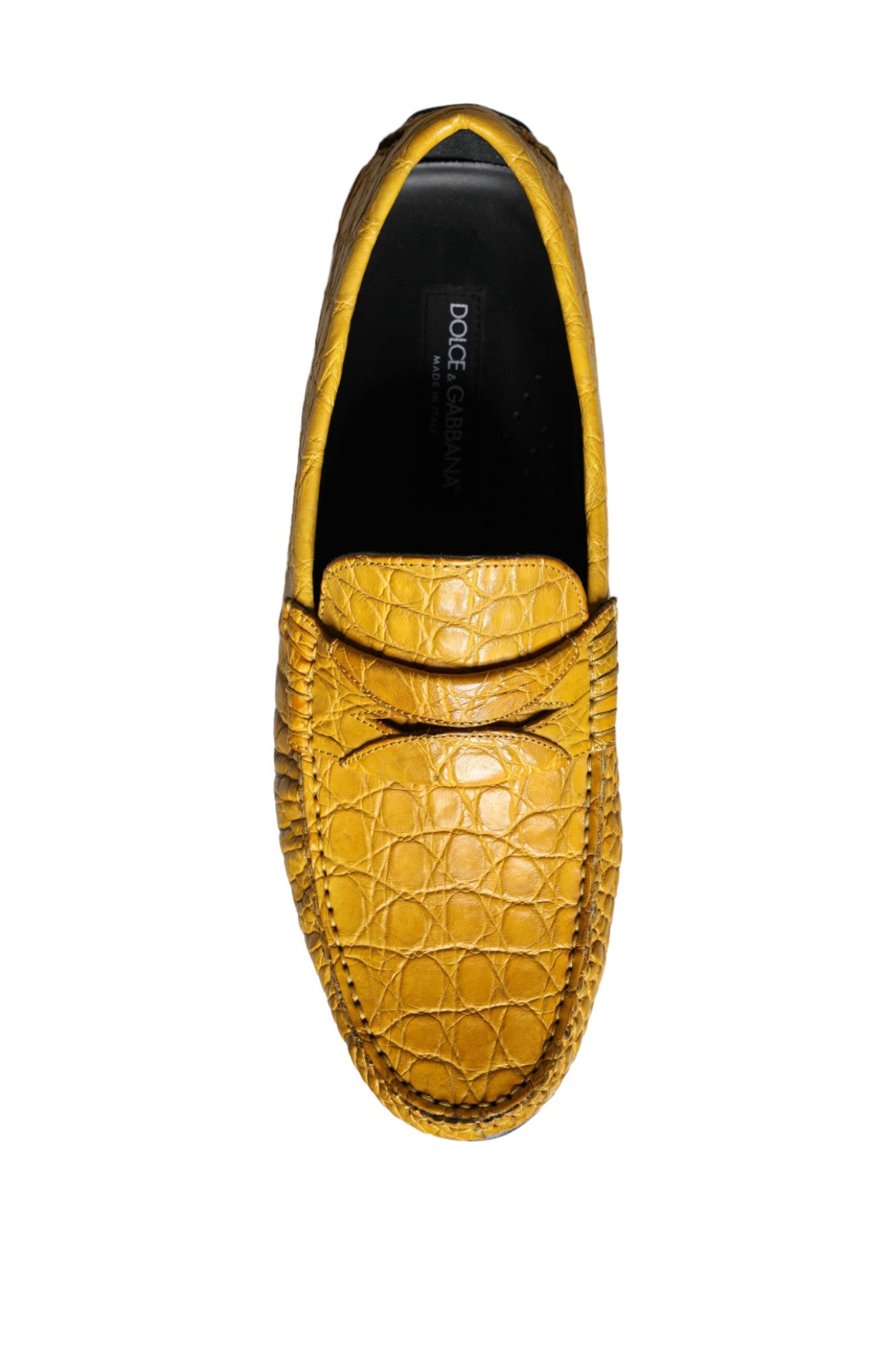 Dolce & Gabbana Gelbe Leder Slip Mocassin Loafers Schuhe