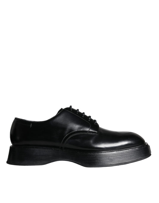 Dolce &amp; Gabbana Black Calfskin Derby -kengät juhlallisiin tilaisuuksiin