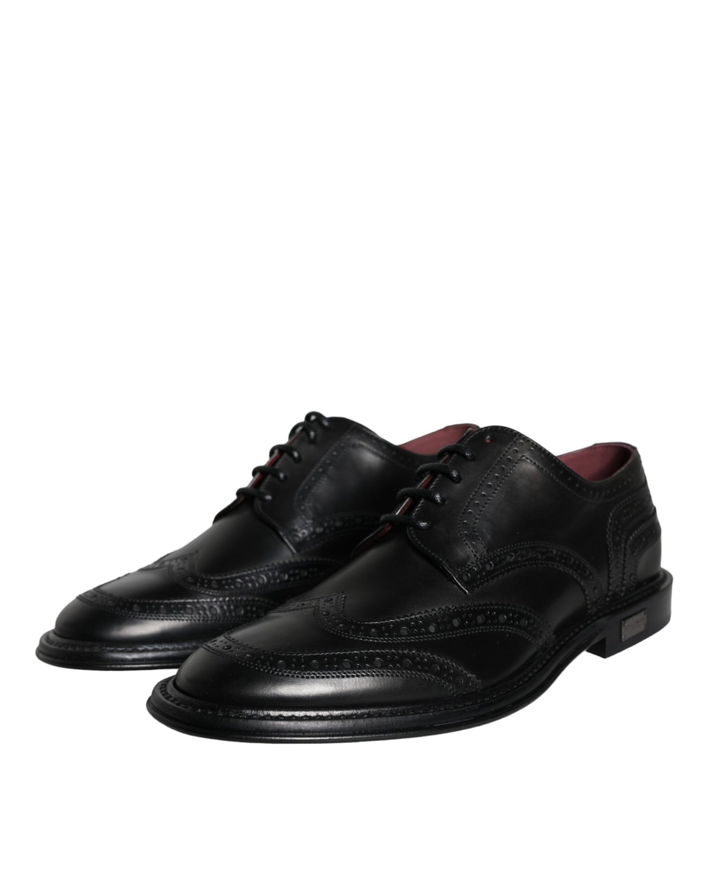 Dolce & Gabbana Schwarzes Leder Oxford Wingtip Formale Männer Schuhe