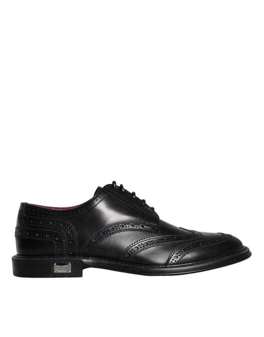 Dolce &amp; Gabbana mustat nahkaiset Oxford Wingtip -muodolliset miesten kengät