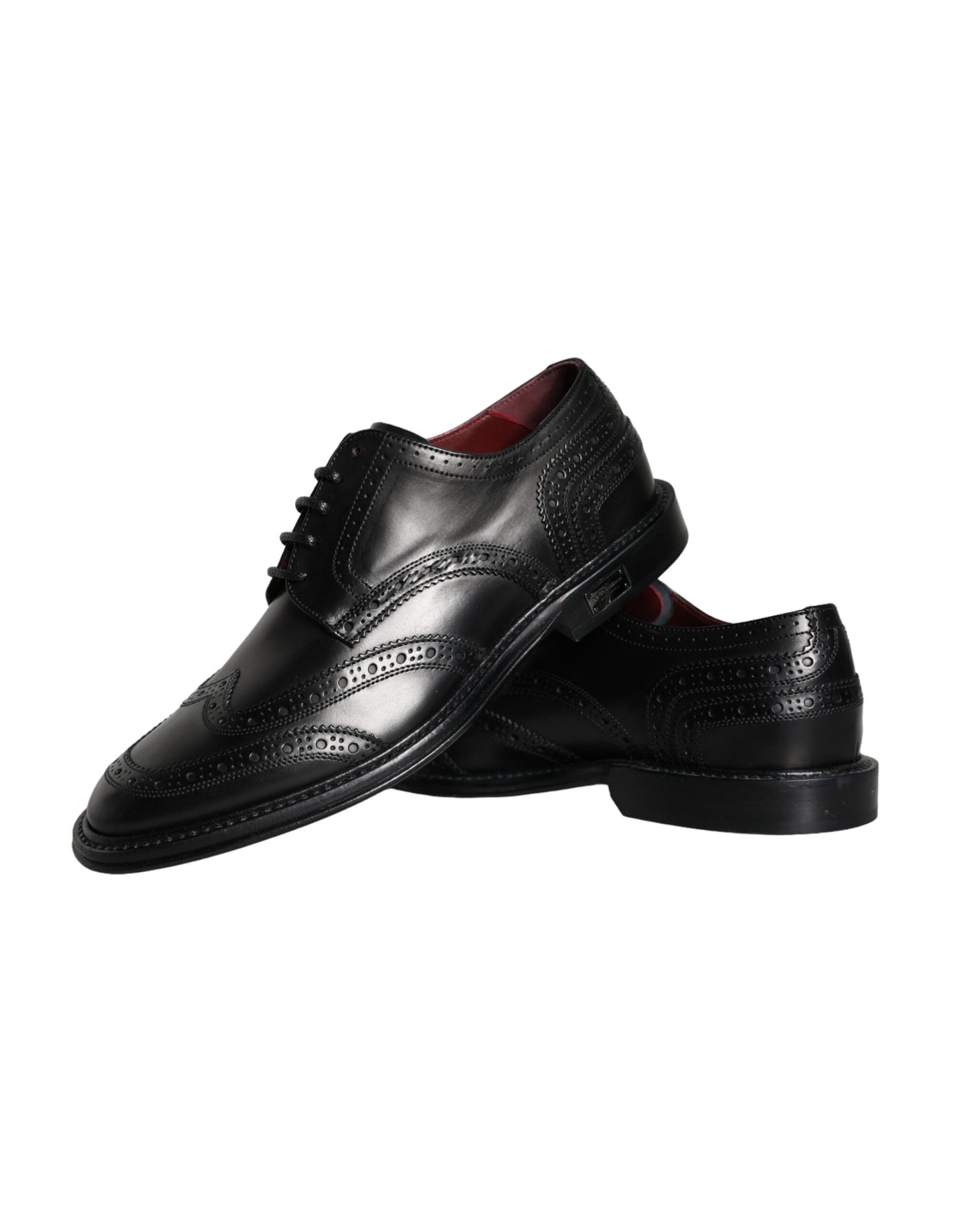 Dolce & Gabbana Schwarzes Leder Oxford Wingtip Formale Männer Schuhe