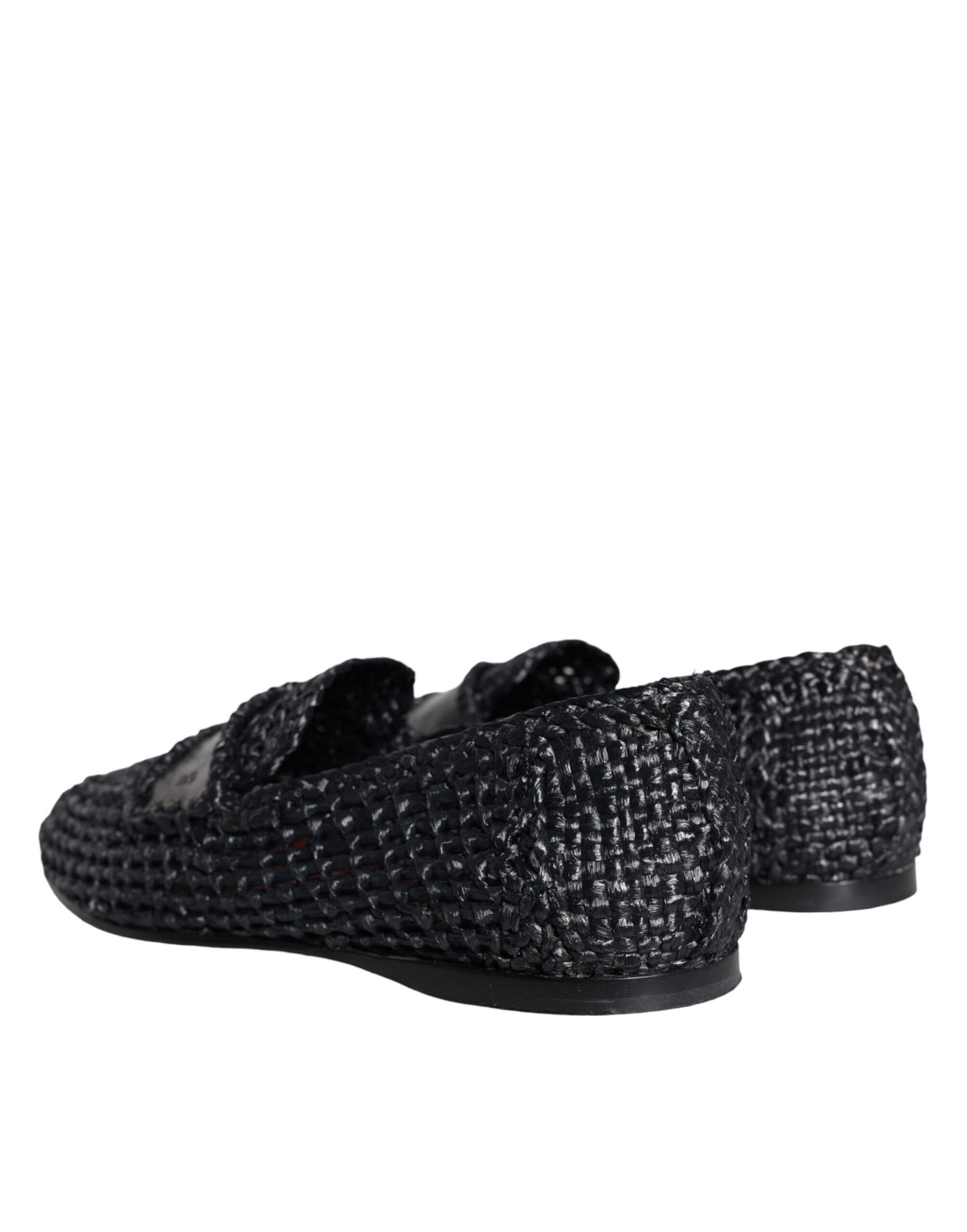 Dolce & Gabbana Schwarz gewebt Raffia Slip On Loafers Männer Schuhe