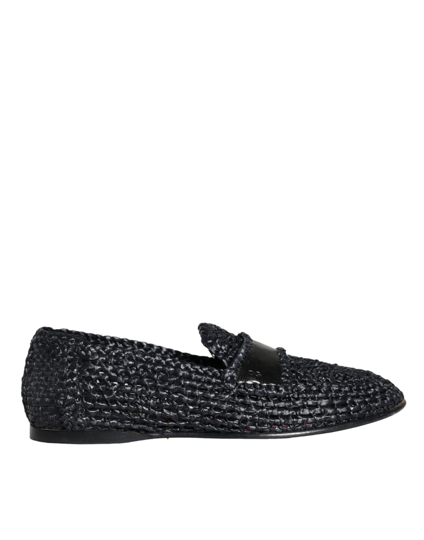 Dolce & Gabbana Schwarz gewebt Raffia Slip On Loafers Männer Schuhe