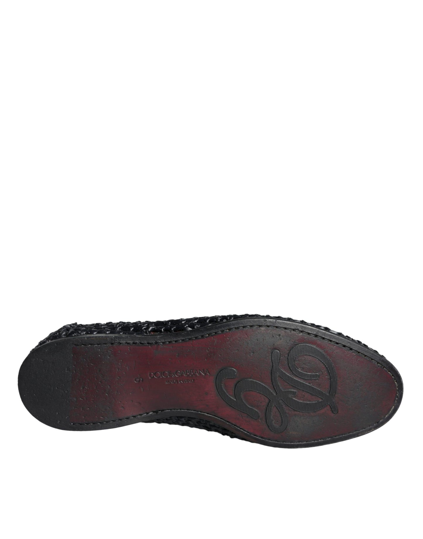 Dolce & Gabbana Schwarz gewebt Raffia Slip On Loafers Männer Schuhe