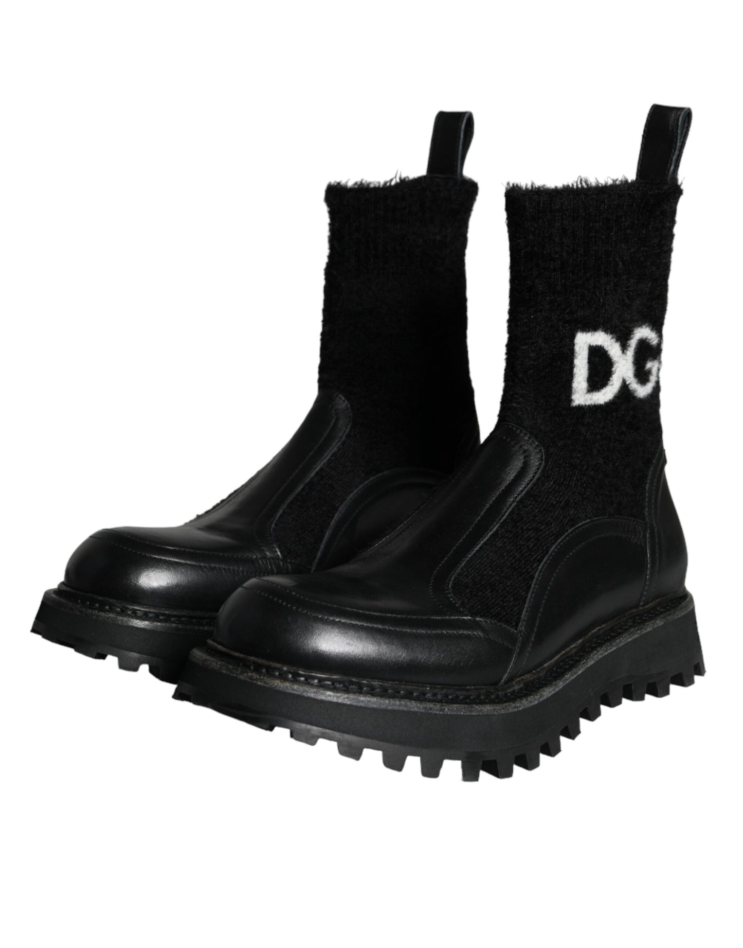 Dolce & Gabbana Schwarz DG Logo Horse Sock Ankle Boots Schuhe