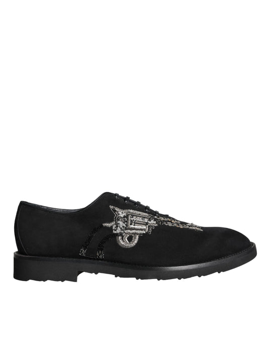 Dolce &amp; Gabbana Mustat mokkanahkaiset Sicilia Lace-Up -muodolliset kengät