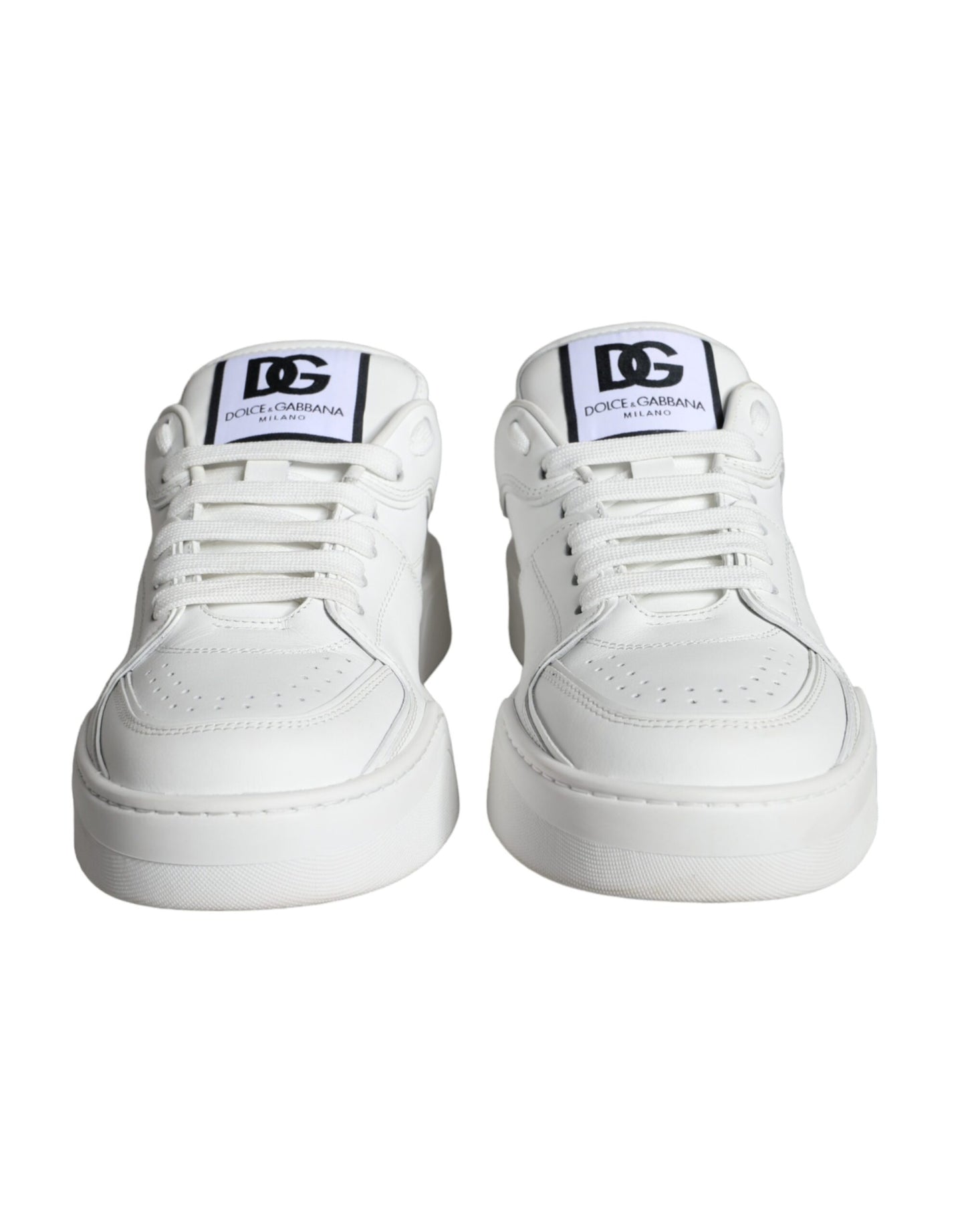 Dolce &amp; Gabbana White Miami Leather Low Top Sneakers Shoes